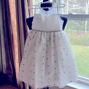 AMERICAN PRINCESS glittery off white  tulle dress with pearl accents
